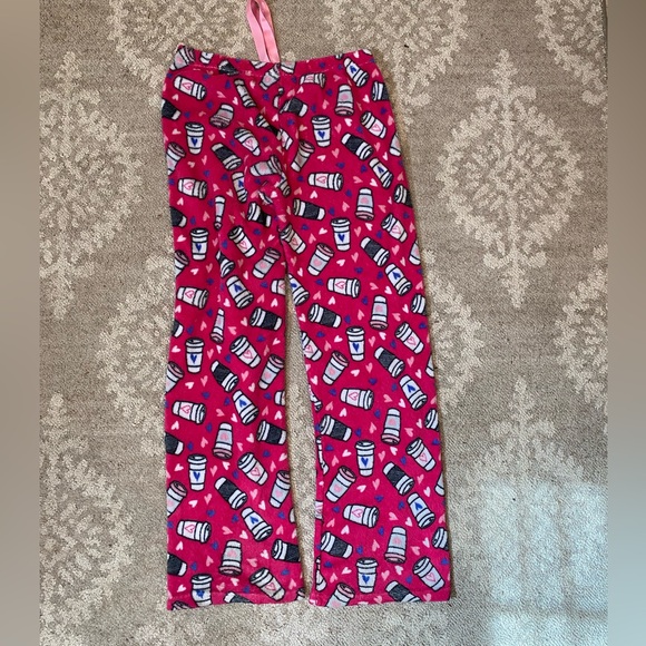 Bobbie Brooks Sleepwear Pink Fluffy Fleece Pajama Pants Coffee Cup Theme Size M - Picture 5 of 5